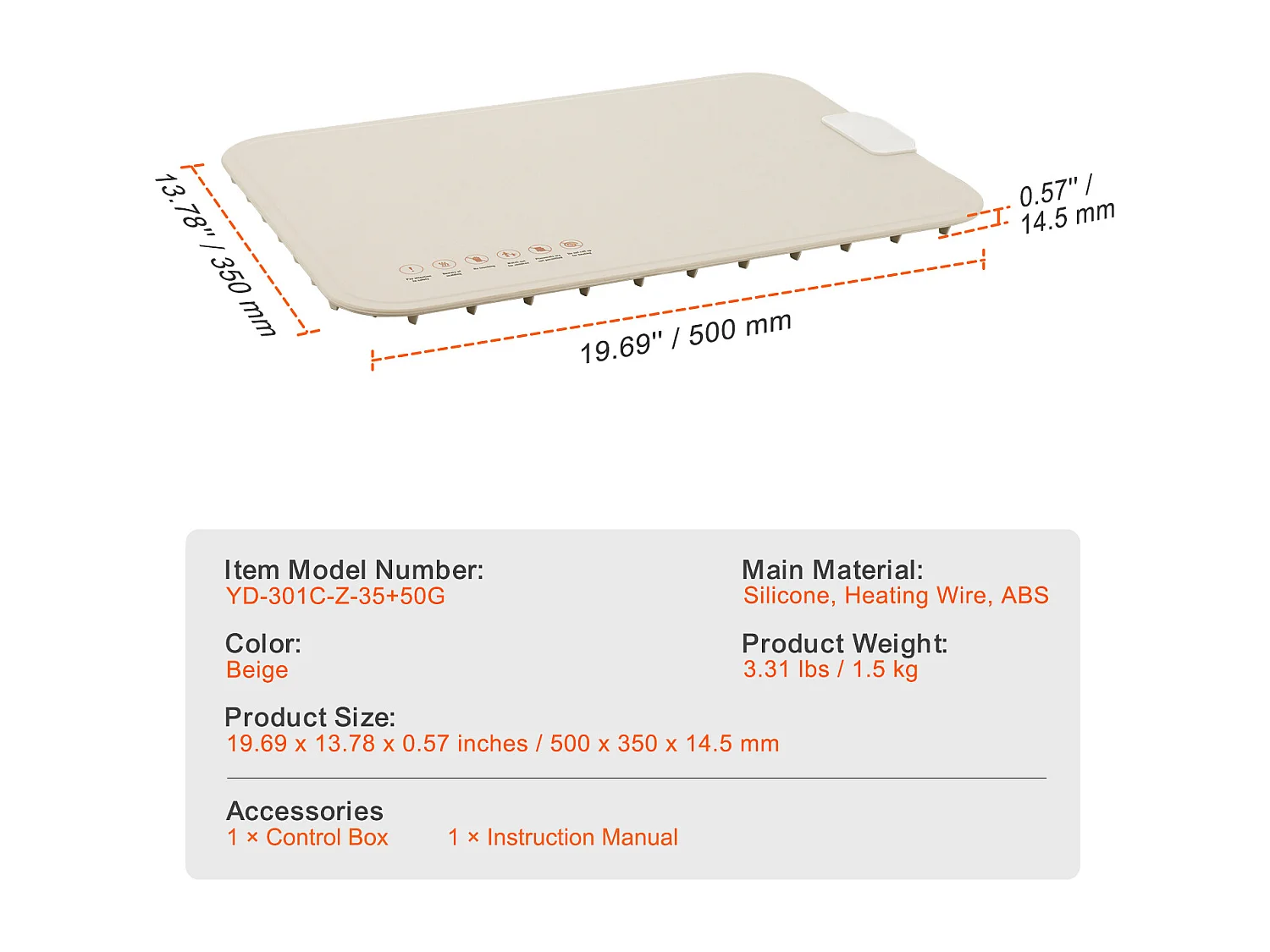 Chauffe Plat Électrique Enroulable pour Buffet SucceBuy, avec Tapis de Contrôle de la Température, 50x35 cm