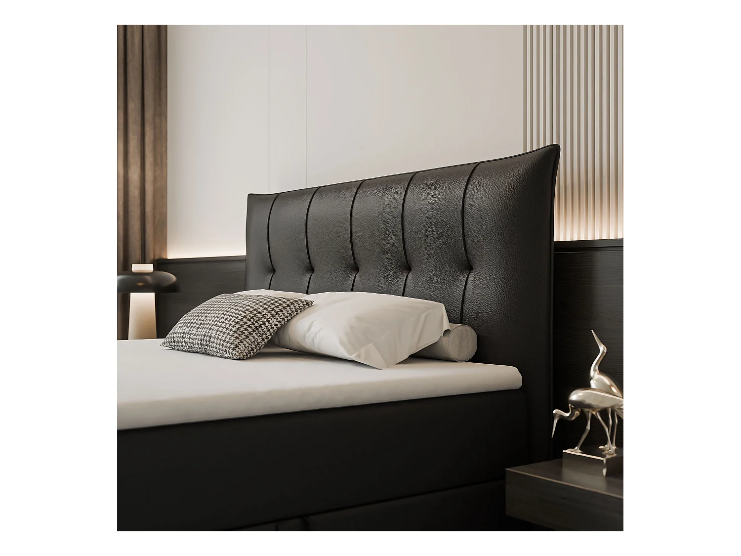 Lit continental rembourré avec surmatelas, noir  - 120x200 - CHESTER