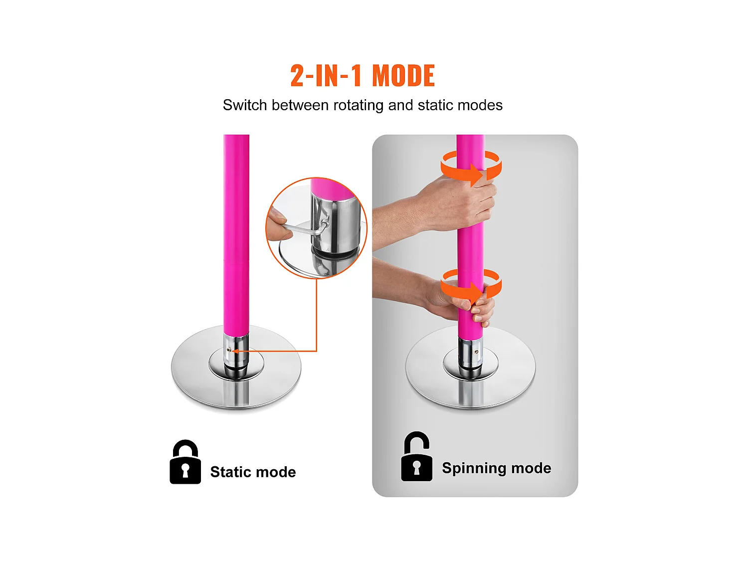 Sbarra da Danza Professionale SucceBuy, Kit Sbarra Statica Rotante, Sbarra in Acciaio Rosa da 40 mm, Portatile e Rimovibile