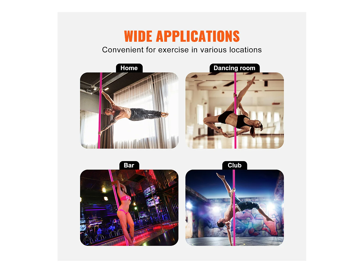 Sbarra da Danza Professionale SucceBuy, Kit Sbarra Statica Rotante, Sbarra in Acciaio Rosa da 40 mm, Portatile e Rimovibile