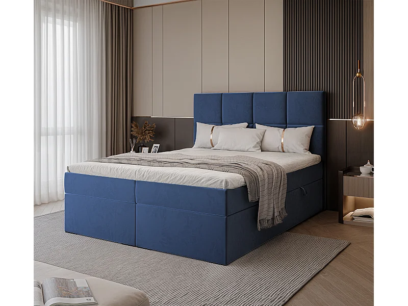 Lit continental rembourré avec surmatelas, bleu - 120x200 - MAGNUS