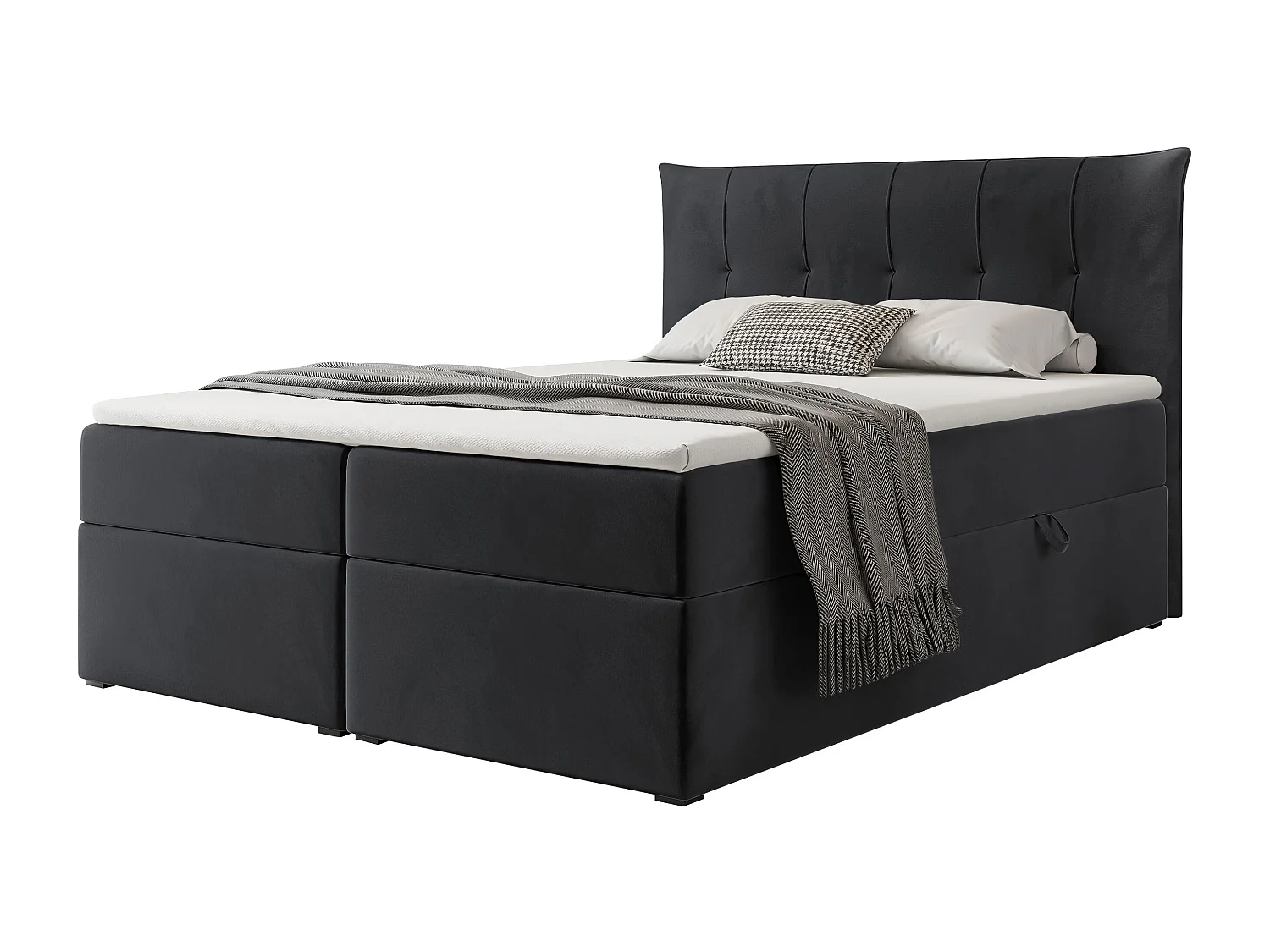 Lit continental rembourré avec surmatelas, noir - 160x200 - CHESTER