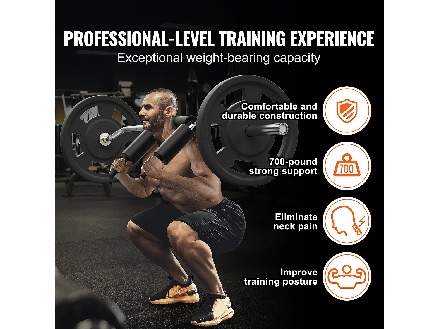 Barre d'Haltères de Sécurité SucceBuy pour l'Haltérophilie de Fitness, 218 cm