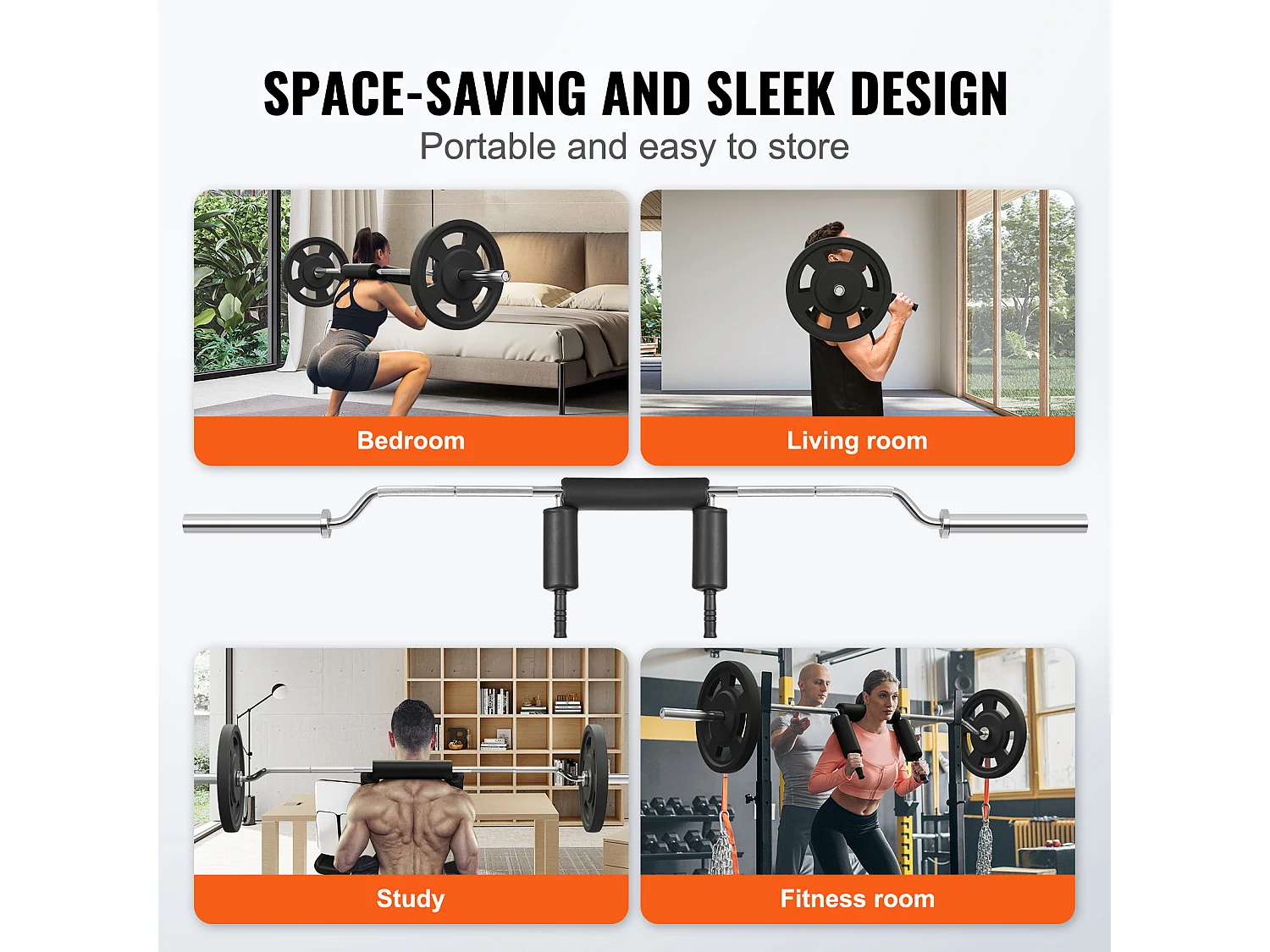 Barre d'Haltères de Sécurité SucceBuy pour l'Haltérophilie de Fitness, 218 cm