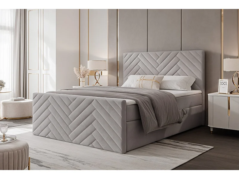 Lit continental rembourré avec surmatelas, gris clair - 120x200 - NEREA PLUS