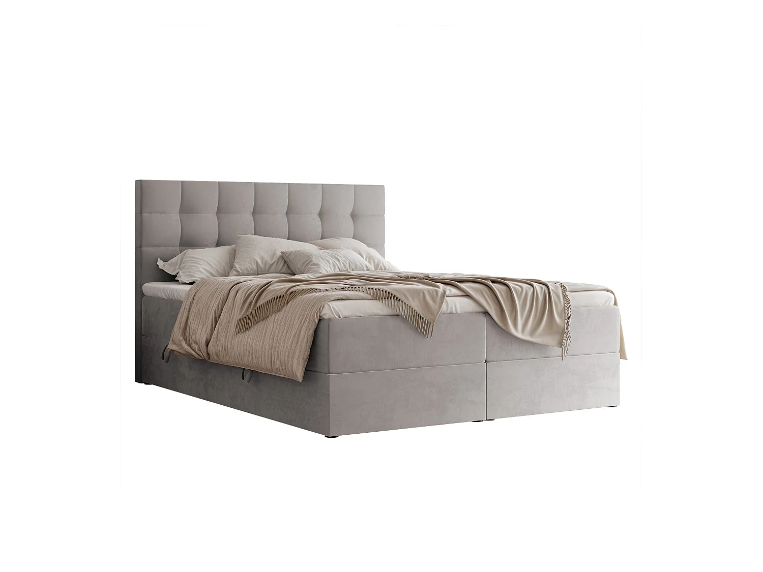 Lit continental rembourré avec surmatelas, gris - 120x200 - GRAND