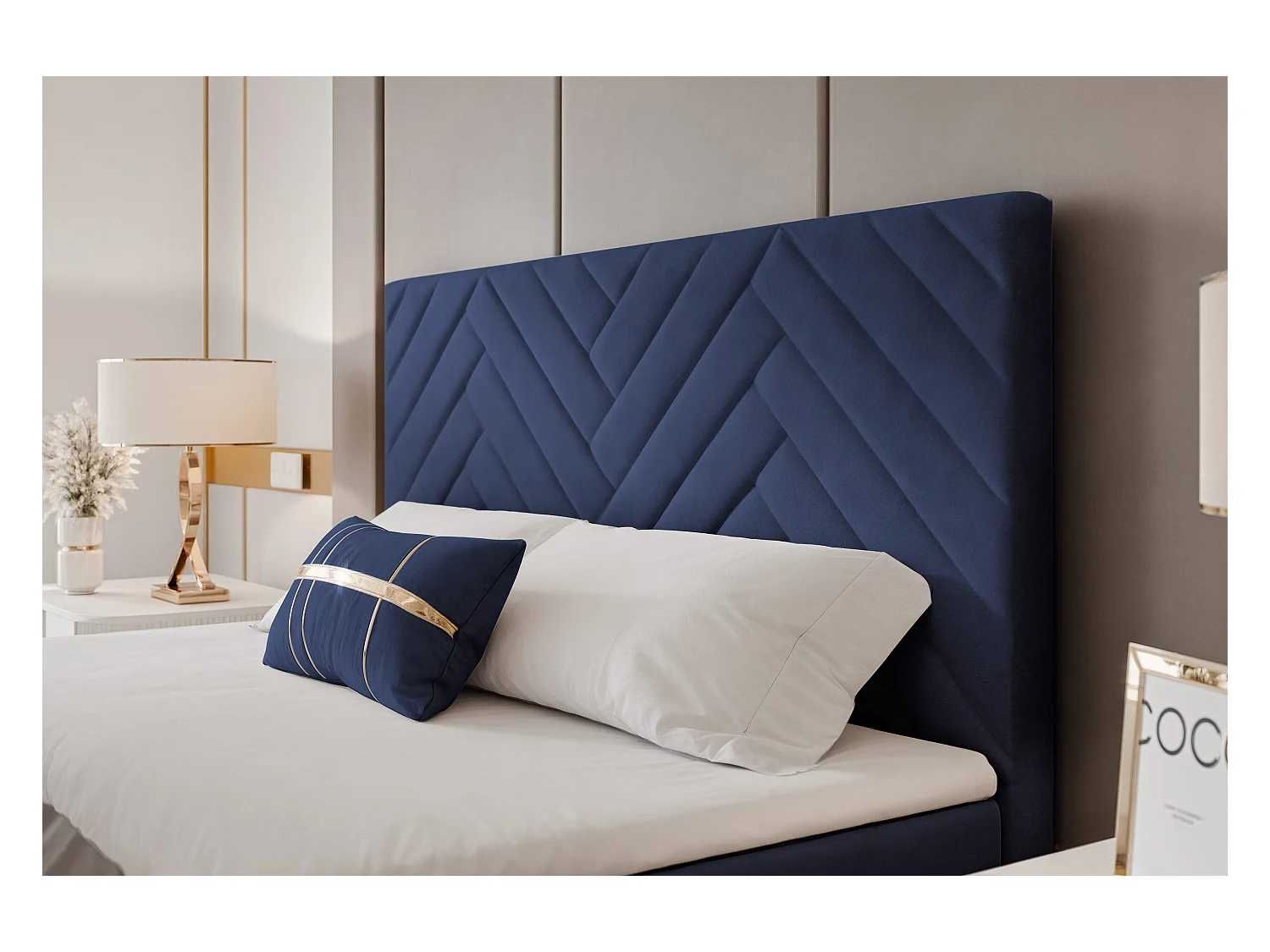 Lit continental rembourré avec surmatelas, bleu - 120x200 - NEREA PLUS