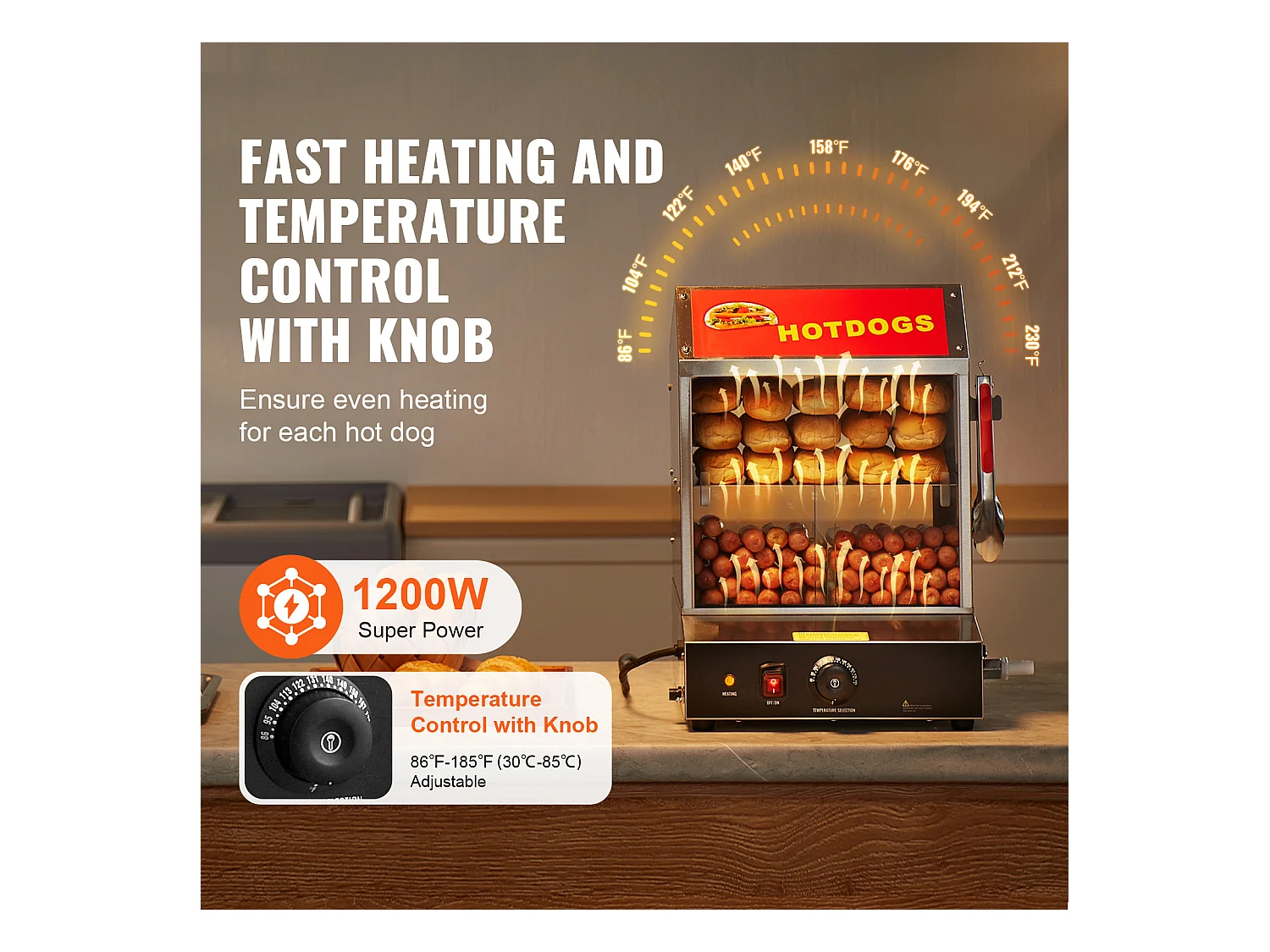 Cuiseur Vapeur pour Hot-Dogs Commercial SucceBuy Chauffe-Petits Pains électrique à 2 Niveaux Portes Coulissantes 27 L