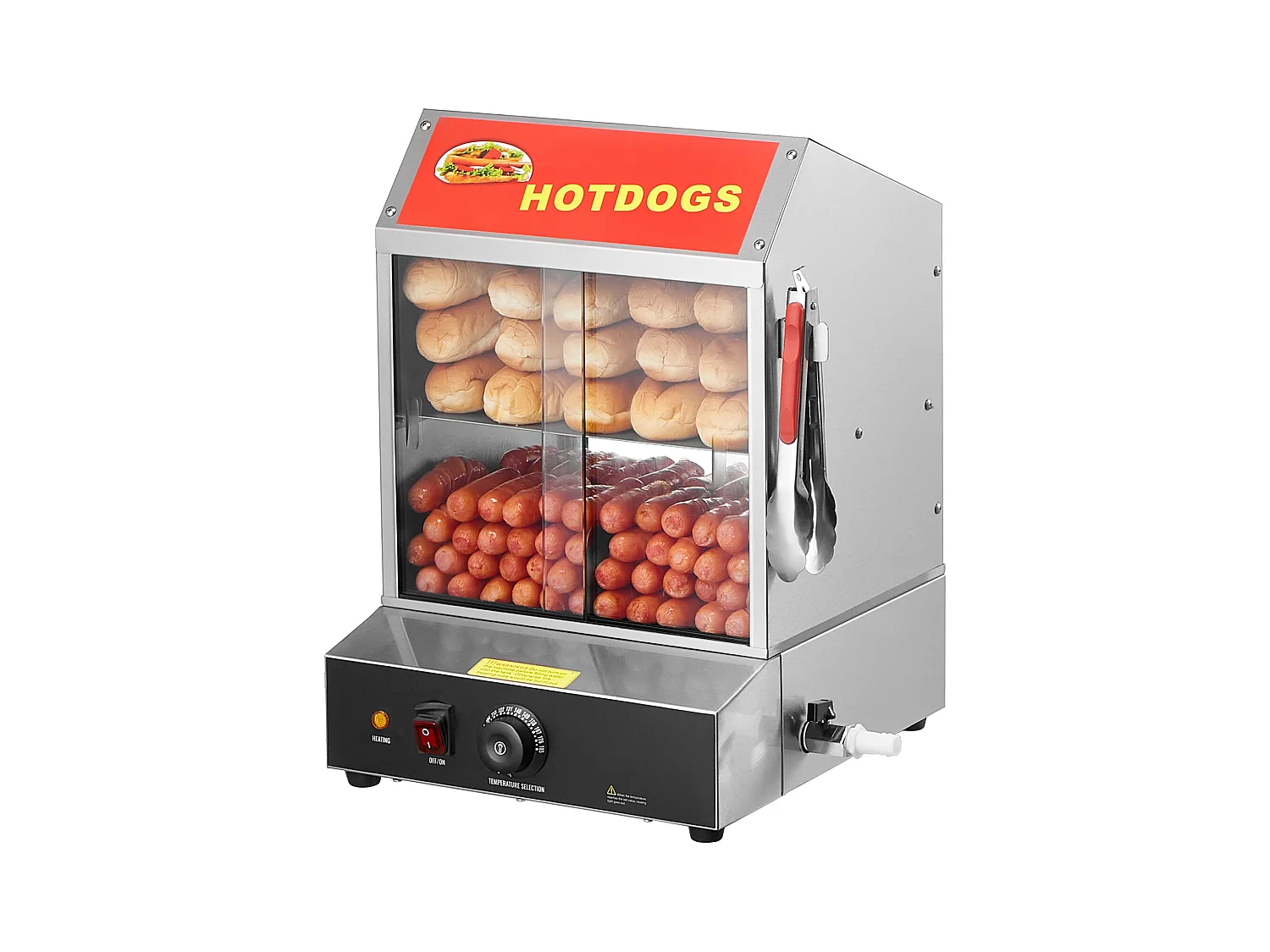 Cuiseur Vapeur pour Hot-Dogs Commercial SucceBuy Chauffe-Petits Pains électrique à 2 Niveaux Portes Coulissantes 27 L