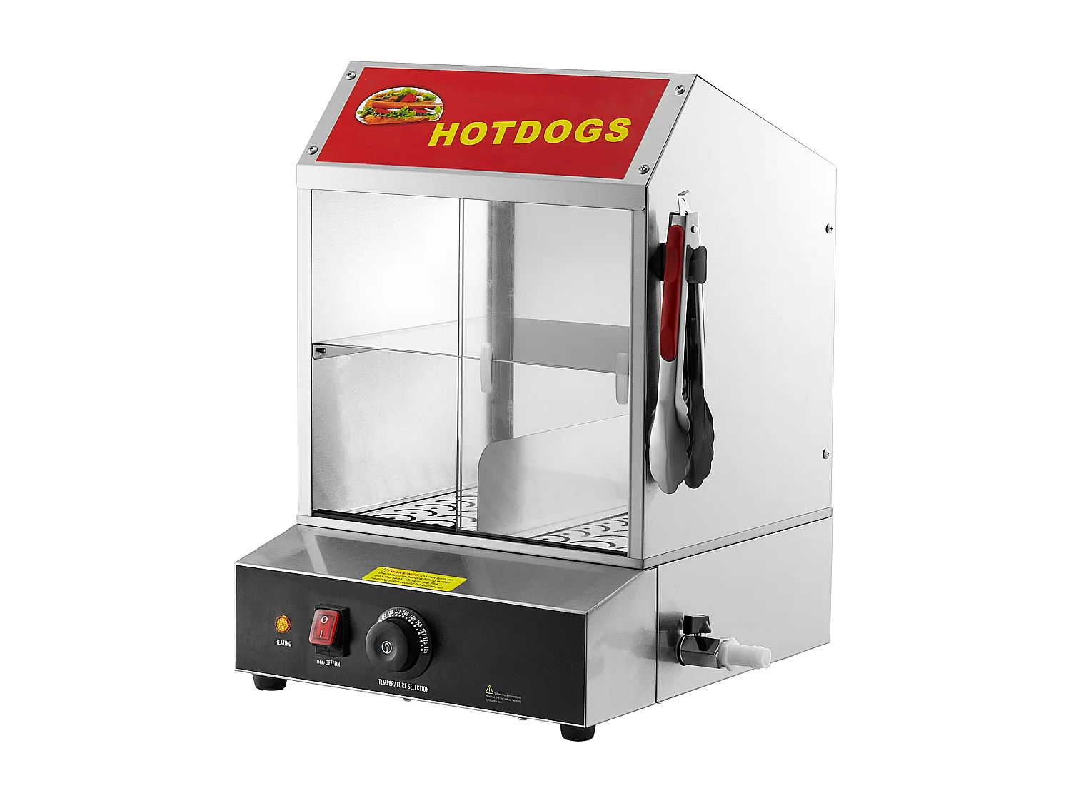 Cocedor de Vapor para Hot Dogs Comercial SucceBuy Calienta Panecillos Eléctrico de 2 Niveles Puertas Correderas 27 L