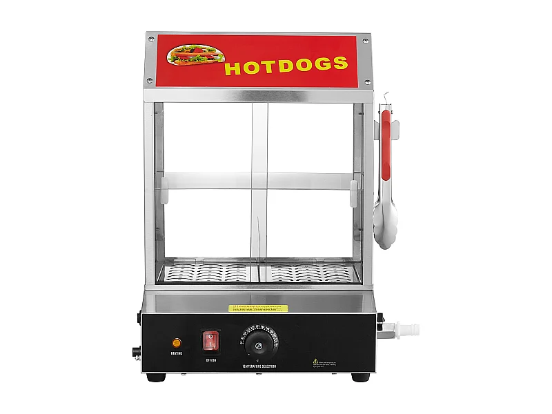 Stoomkoker voor Hotdogs Commercieel SucceBuy Elektrische Broodjesverwarmer met 2 Niveaus Schuifdeuren 27 L