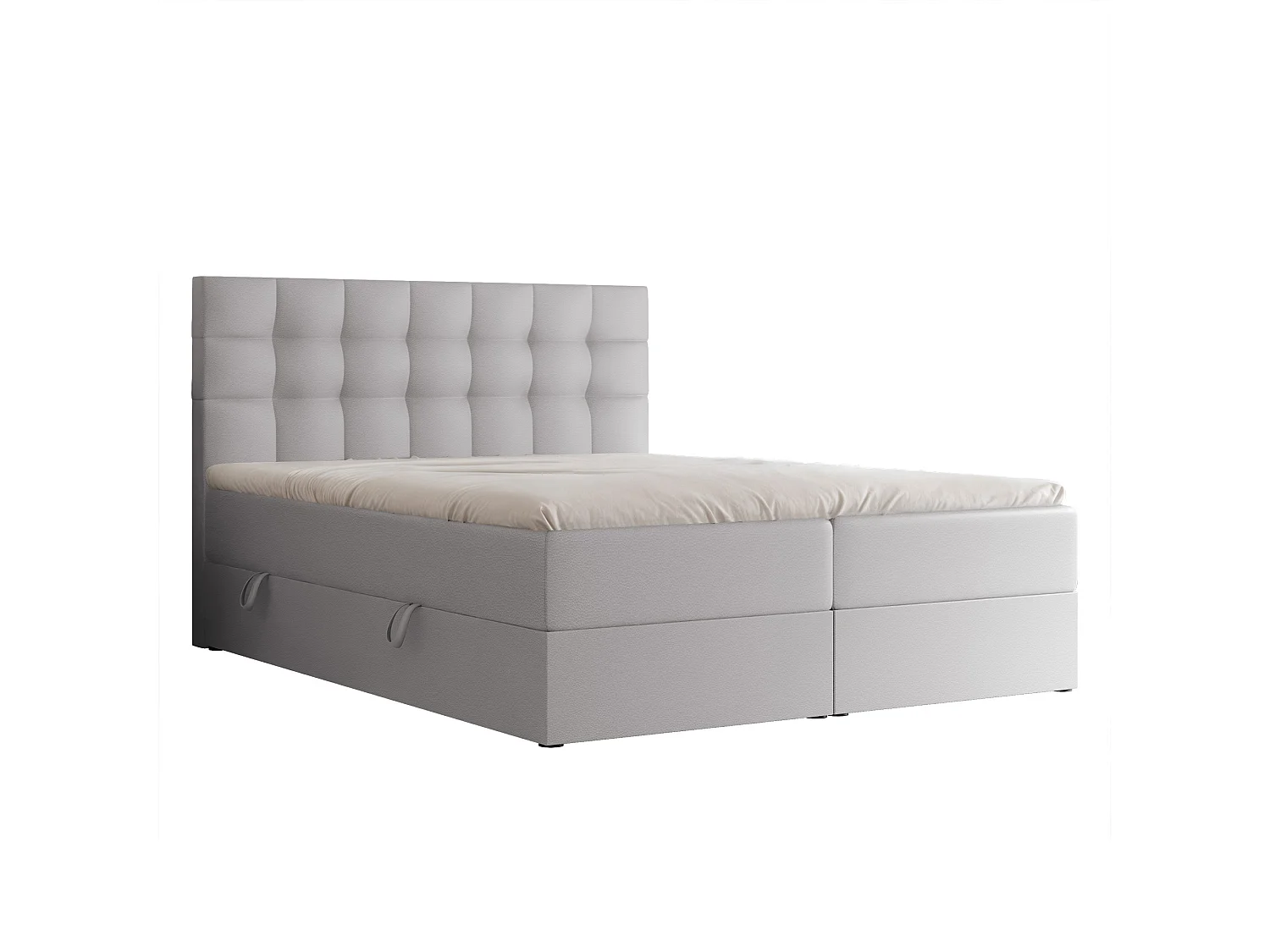 Lit continental rembourré avec surmatelas, gris  - 180x200 - GRAND