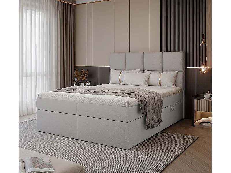 Lit continental rembourré avec surmatelas, gris  - 120x200 - MAGNUS