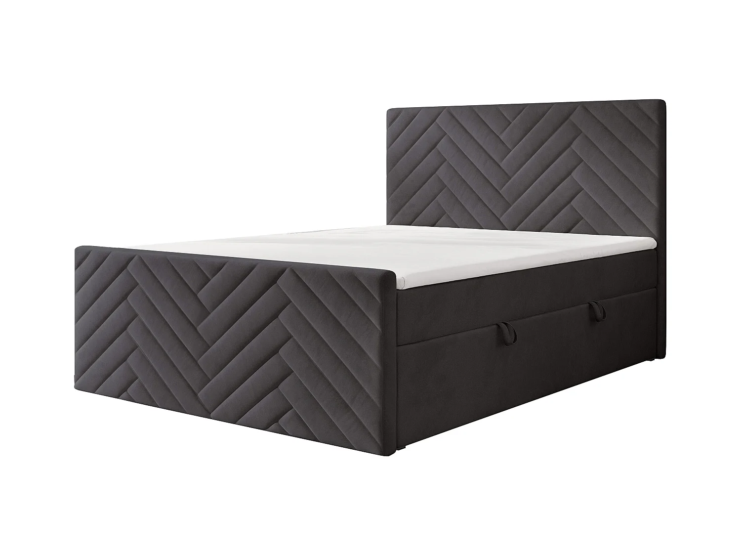 Lit continental rembourré avec surmatelas, gris anthracite - 200x200 - NEREA PLUS