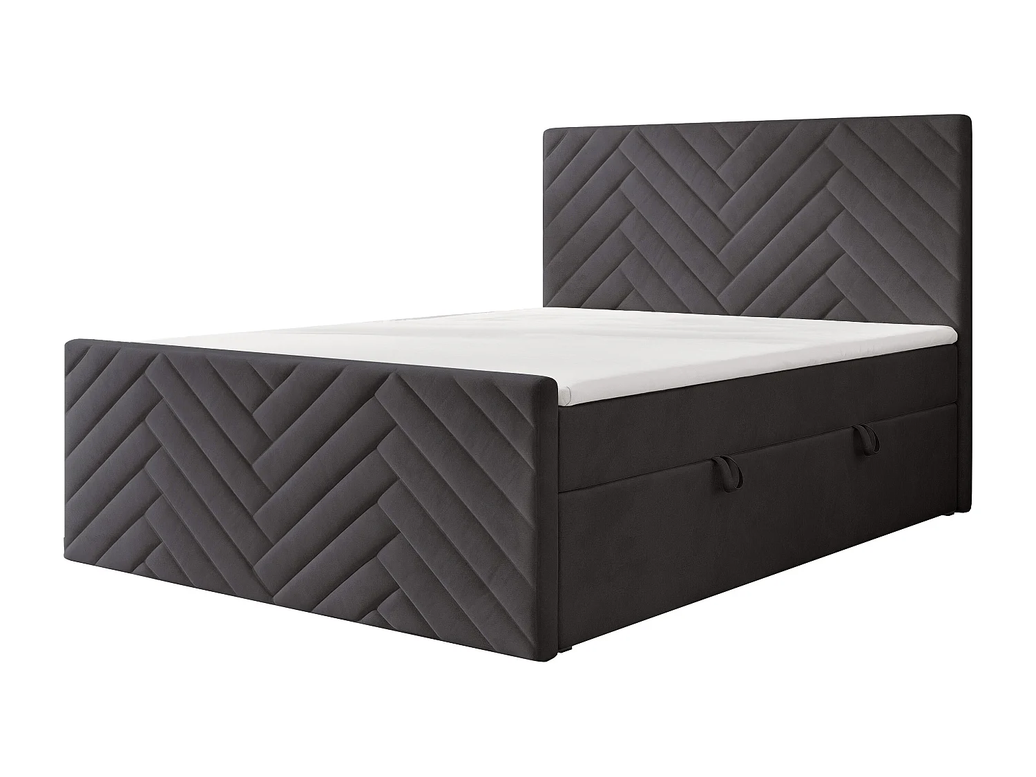 Lit continental rembourré avec surmatelas, gris anthracite - 200x200 - NEREA PLUS