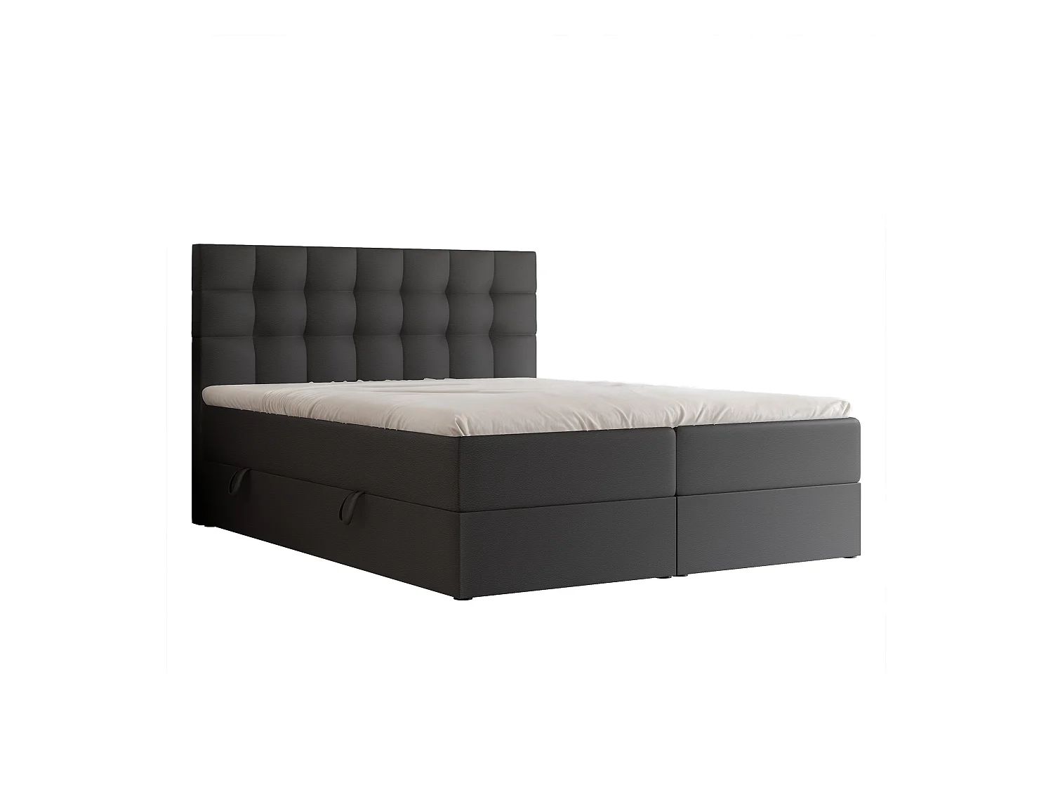 Lit continental rembourré avec surmatelas, noir  - 160x200 - GRAND