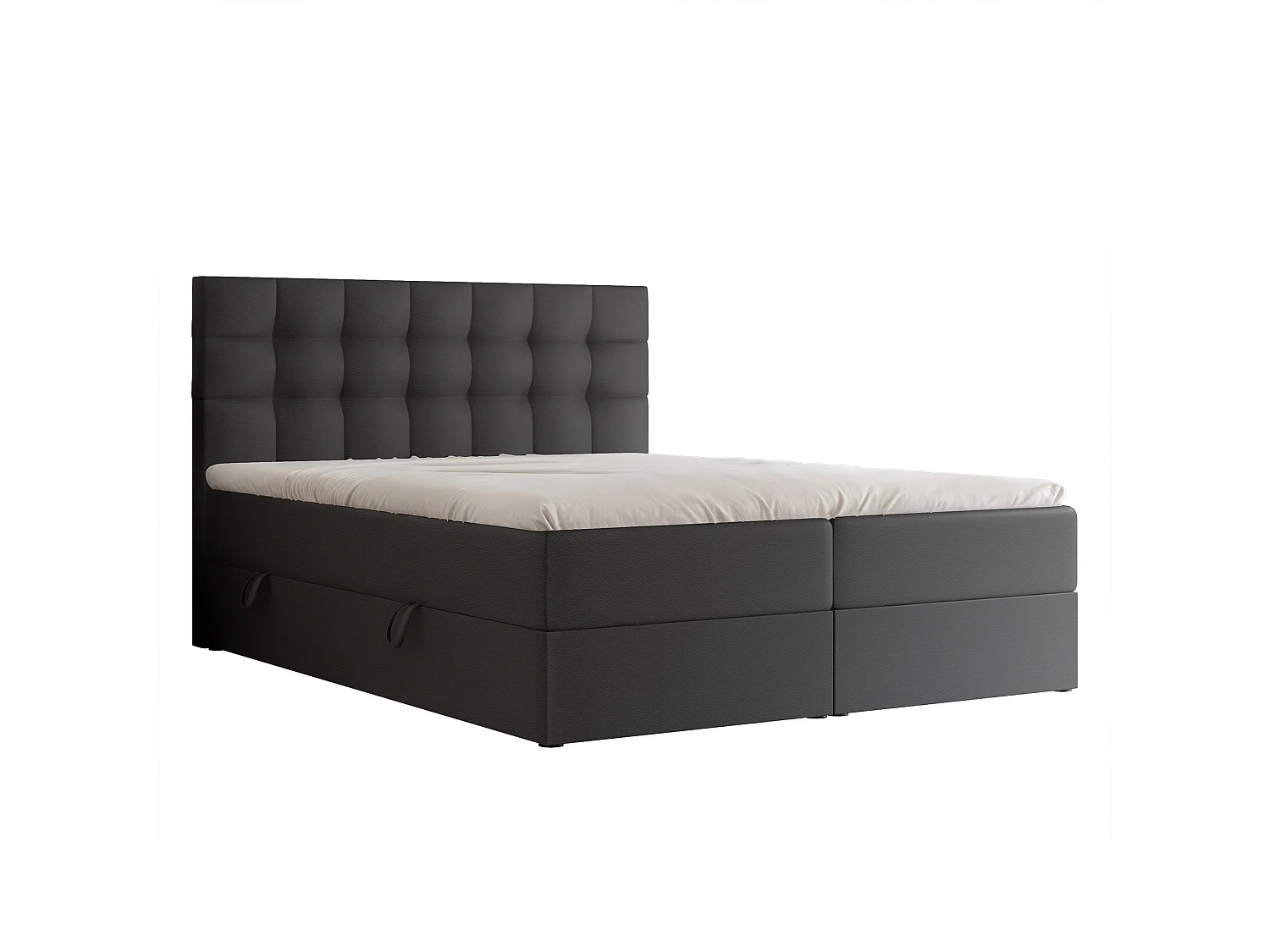Lit continental rembourré avec surmatelas, noir  - 160x200 - GRAND