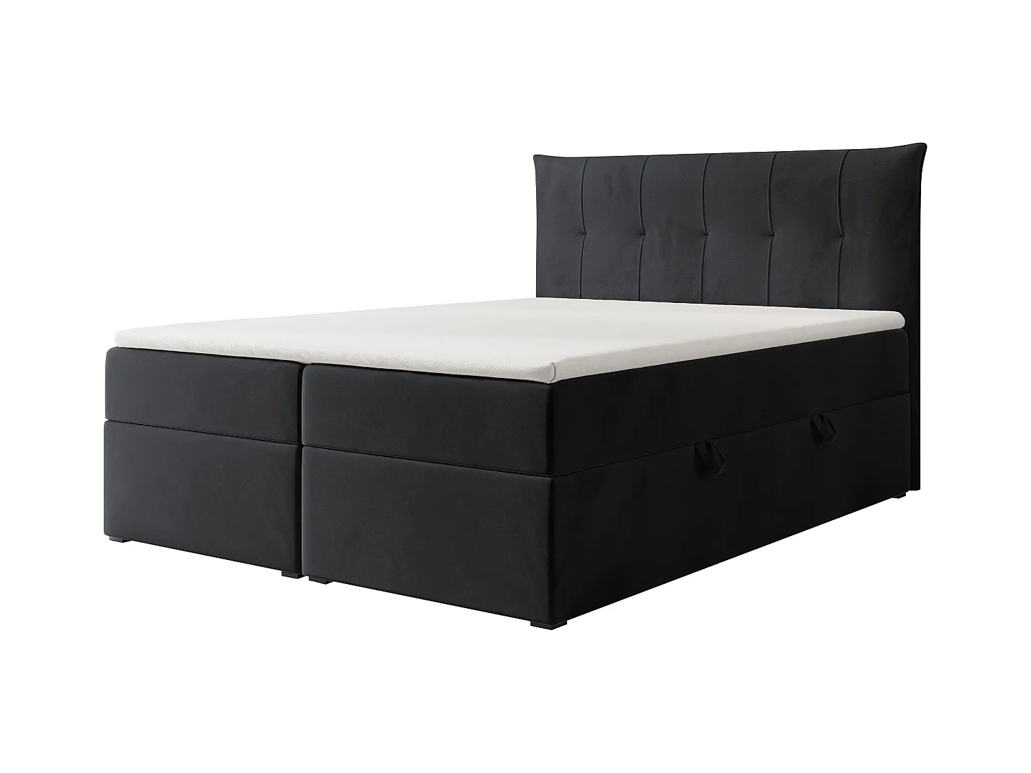 Lit continental rembourré avec surmatelas, noir - 140x200 - CHESTER