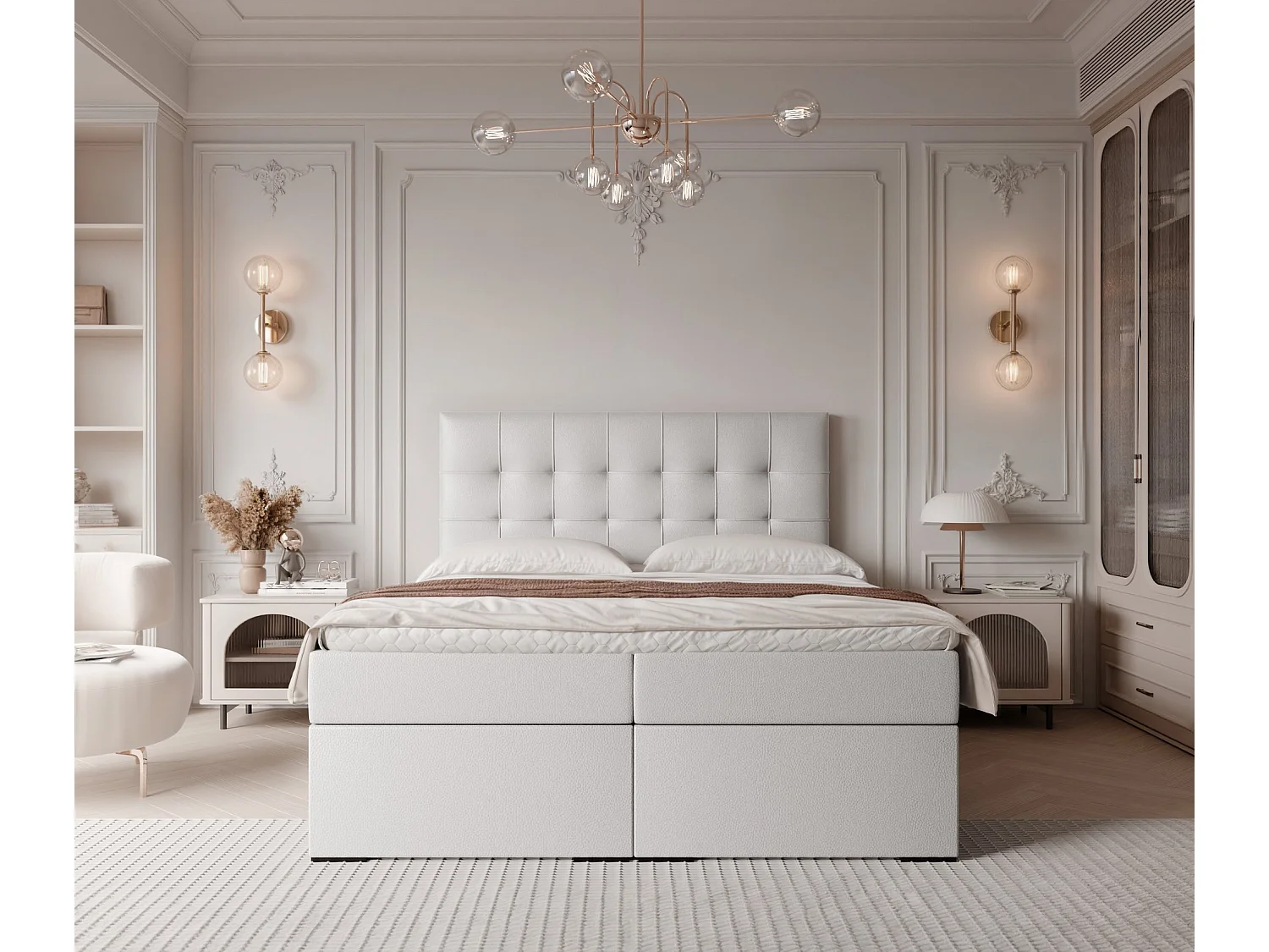 Lit continental rembourré avec surmatelas, blanc  - 120x200 - IMPERIAL