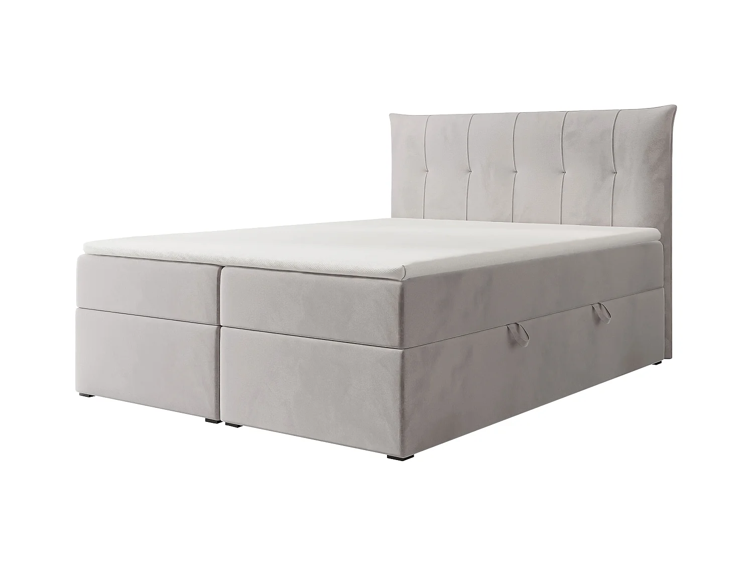 Lit continental rembourré avec surmatelas, gris - 180x200 - CHESTER