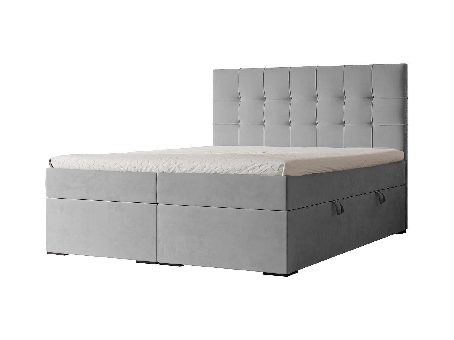 Lit continental rembourré avec surmatelas, gris clair - 180x200 - IMPERIAL