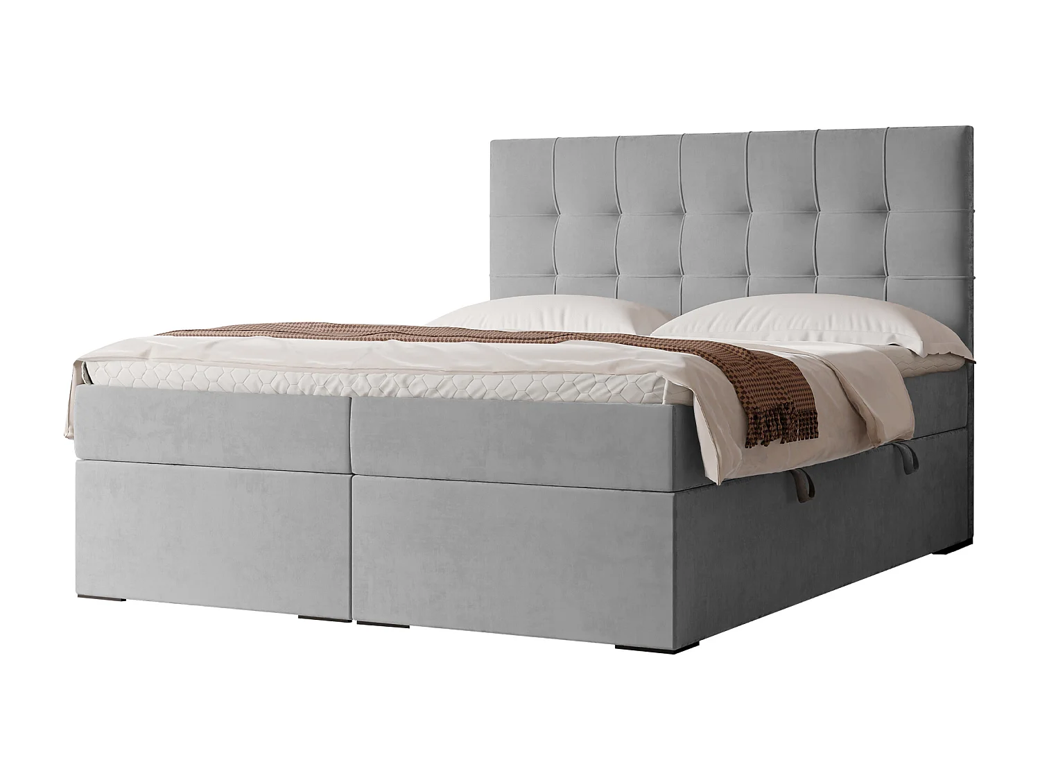 Lit continental rembourré avec surmatelas, gris clair - 180x200 - IMPERIAL