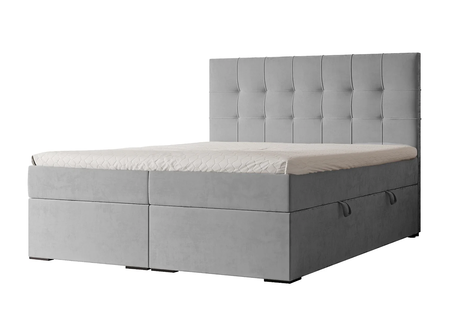 Lit continental rembourré avec surmatelas, gris clair - 180x200 - IMPERIAL