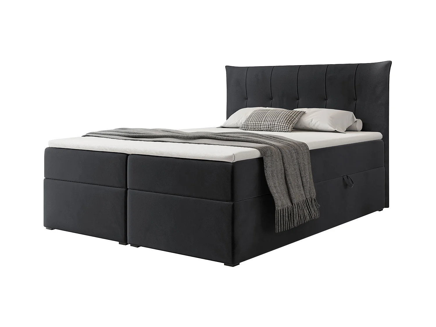 Lit continental rembourré avec surmatelas, noir - 120x200 - CHESTER