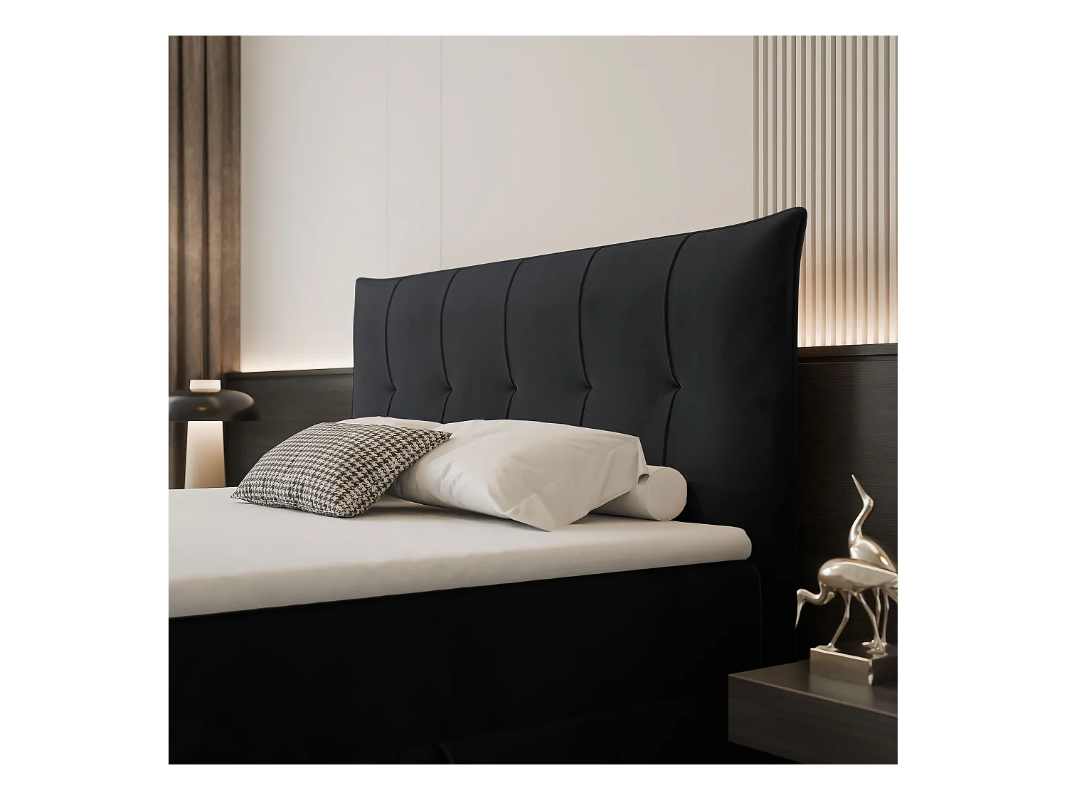 Lit continental rembourré avec surmatelas, noir - 120x200 - CHESTER
