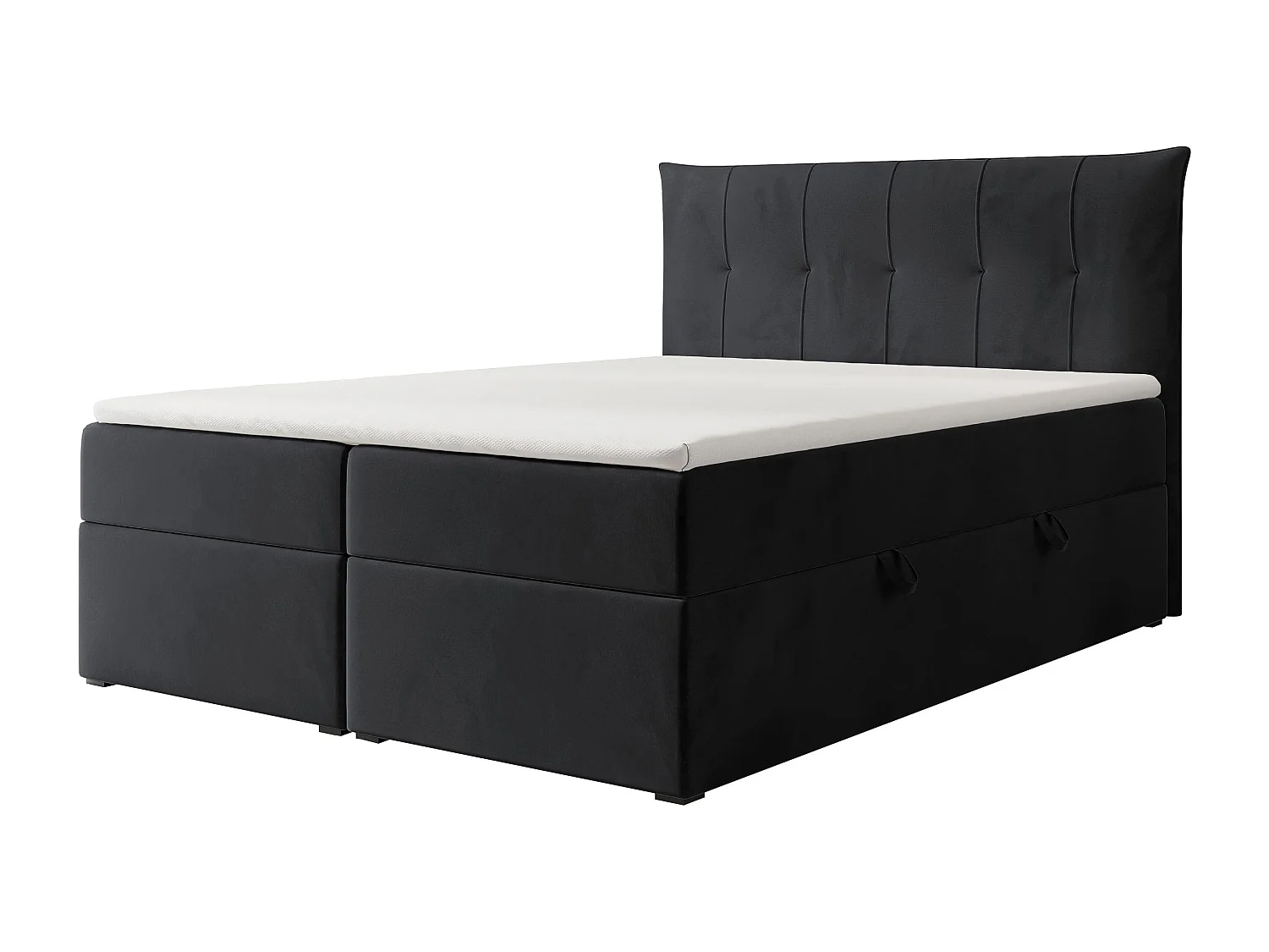 Lit continental rembourré avec surmatelas, noir - 120x200 - CHESTER