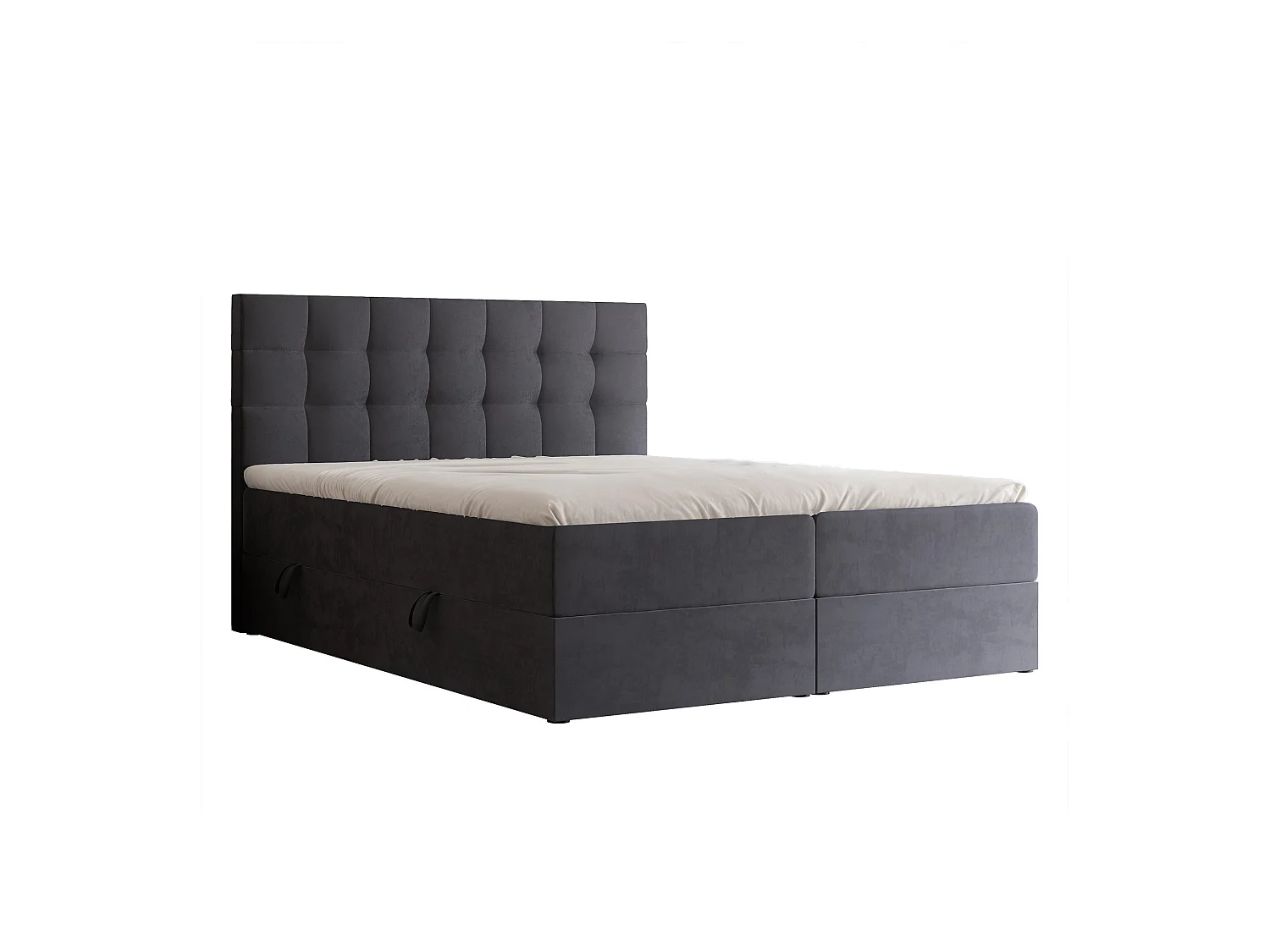 Lit continental rembourré avec surmatelas, gris anthracite - 180x200 - GRAND