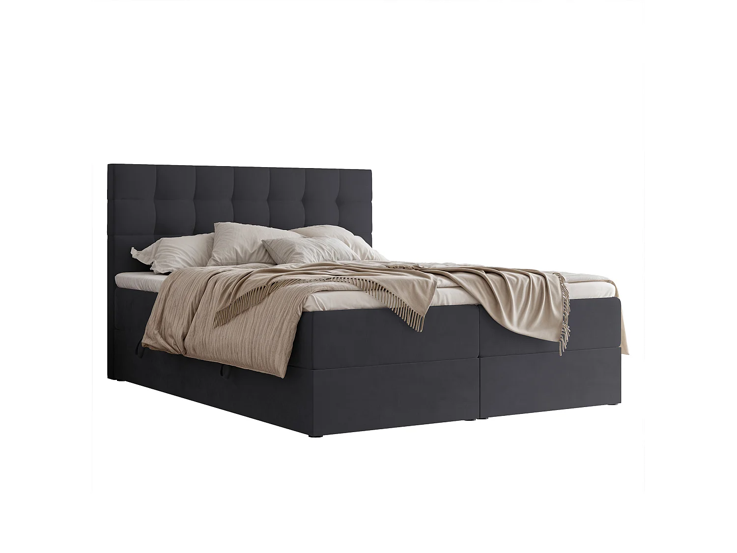 Lit continental rembourré avec surmatelas, gris anthracite - 180x200 - GRAND