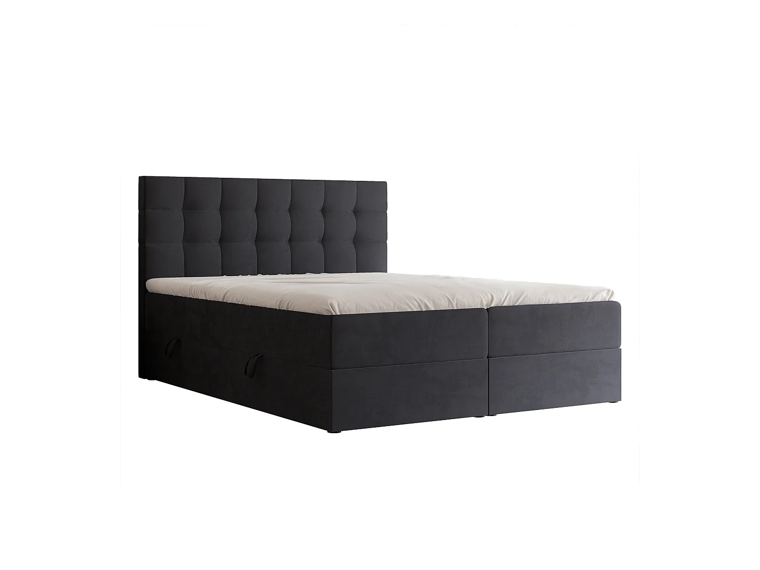 Lit continental rembourré avec surmatelas, noir - 180x200 - GRAND