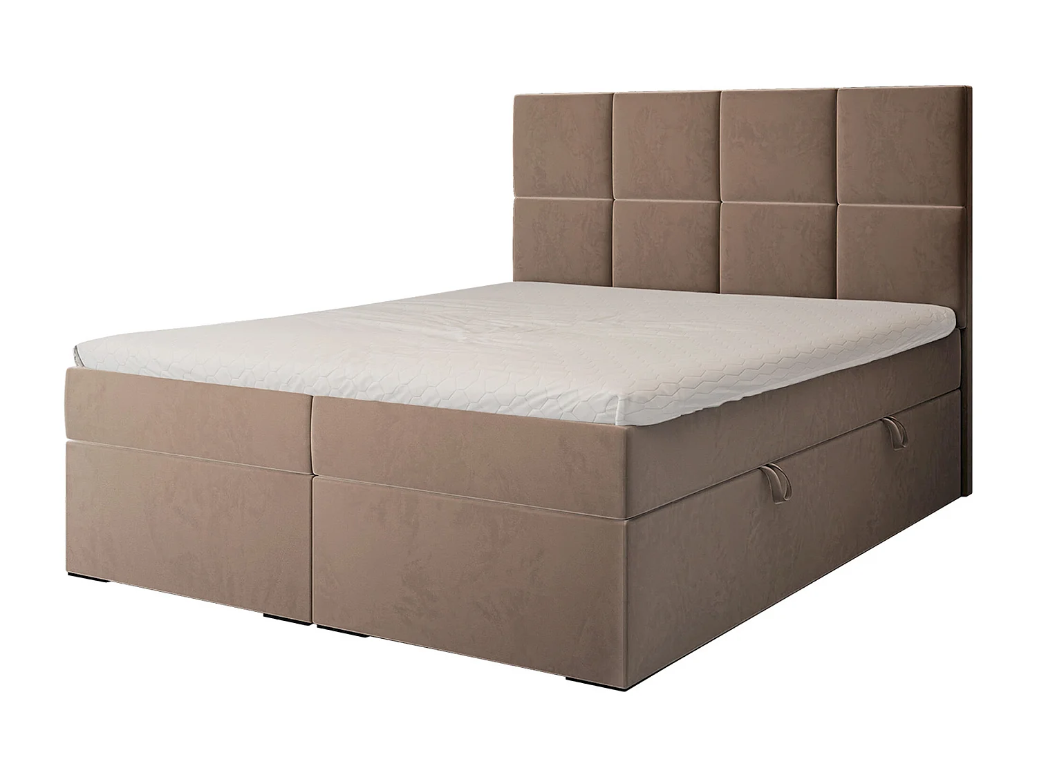Lit continental rembourré avec surmatelas, marron - 200x200 - MAGNUS