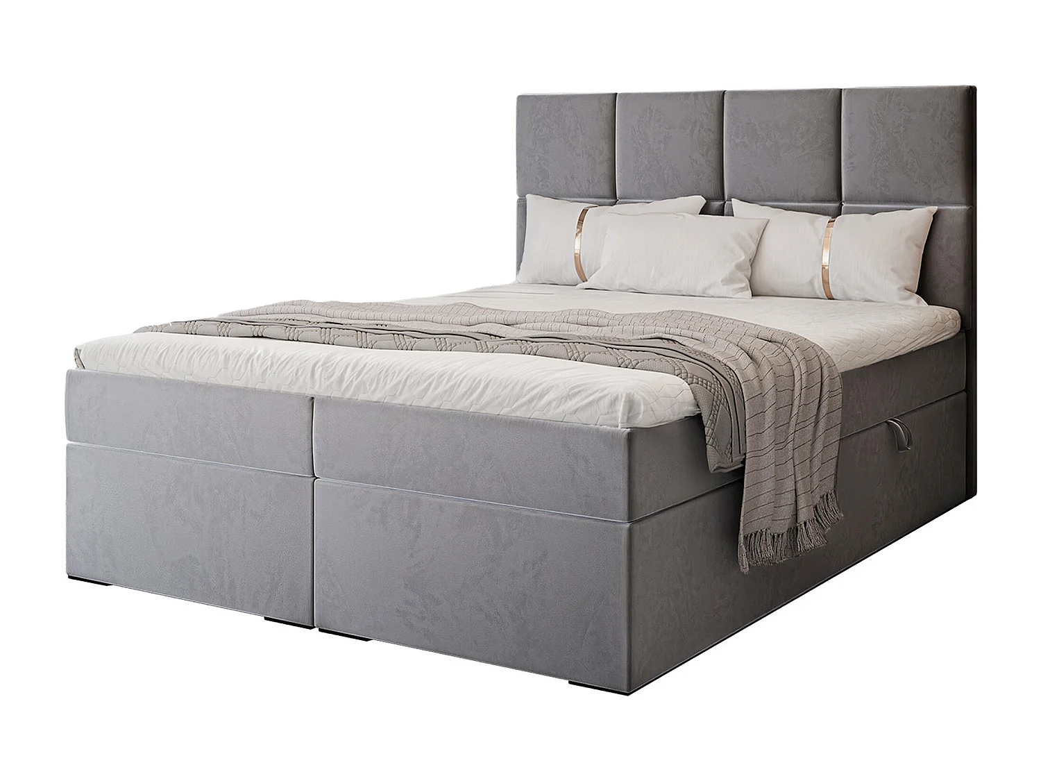 Lit continental rembourré avec surmatelas, gris clair - 160x200 - MAGNUS