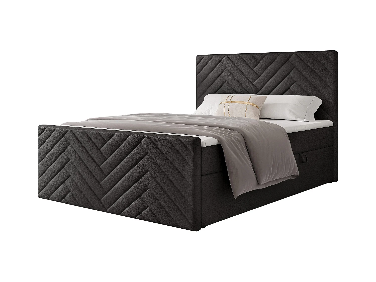 Lit continental rembourré avec surmatelas, noir  - 160x200 - NEREA PLUS