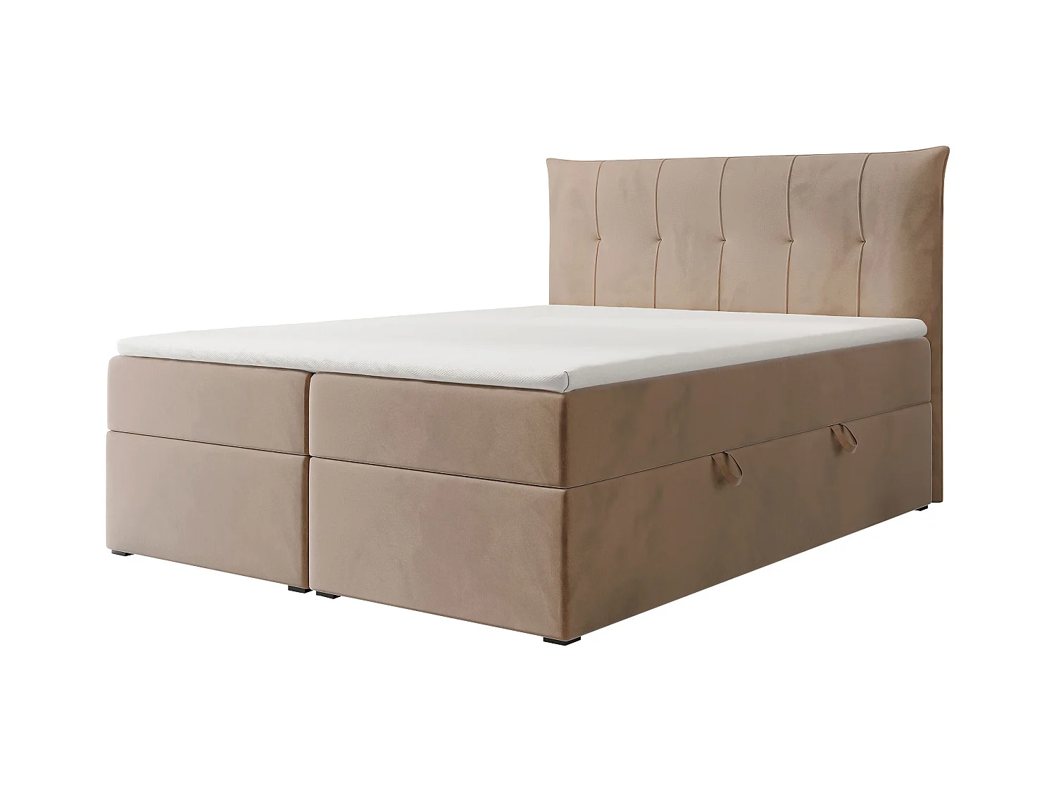 Lit continental rembourré avec surmatelas, marron - 160x200 - CHESTER