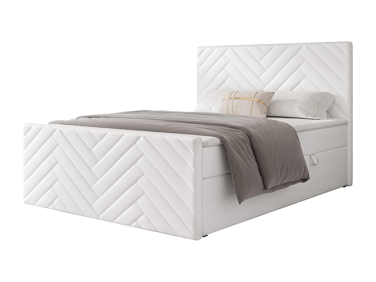 Lit continental rembourré avec surmatelas, blanc  - 180x200 - NEREA PLUS