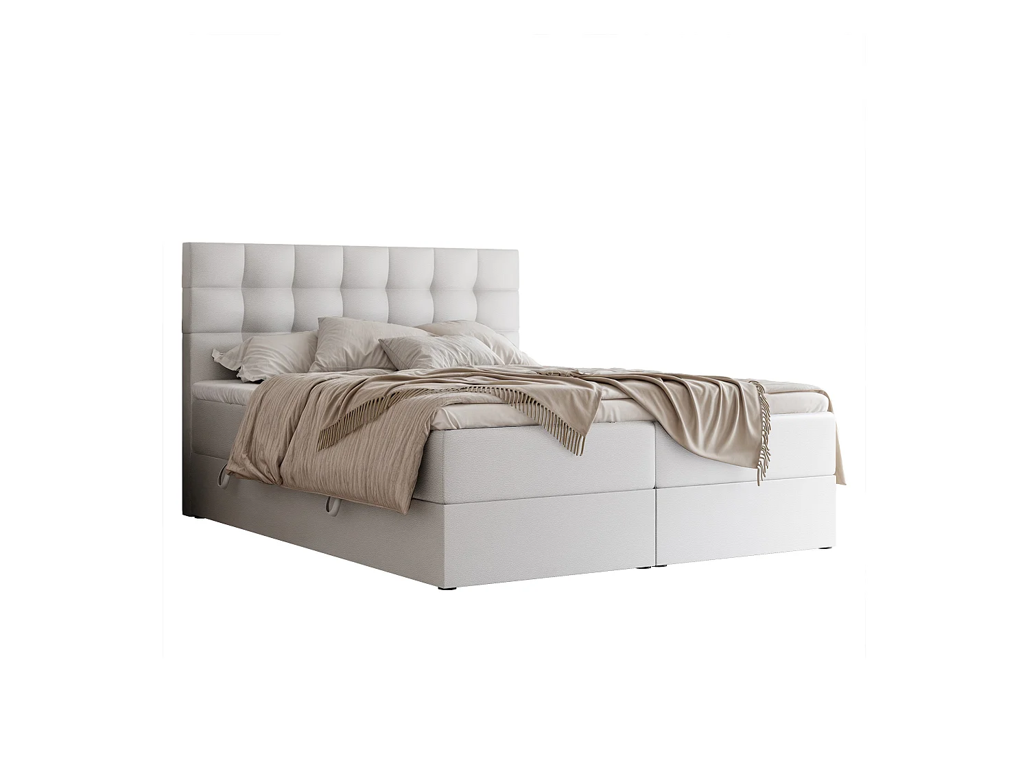 Lit continental rembourré avec surmatelas, blanc  - 160x200 - GRAND