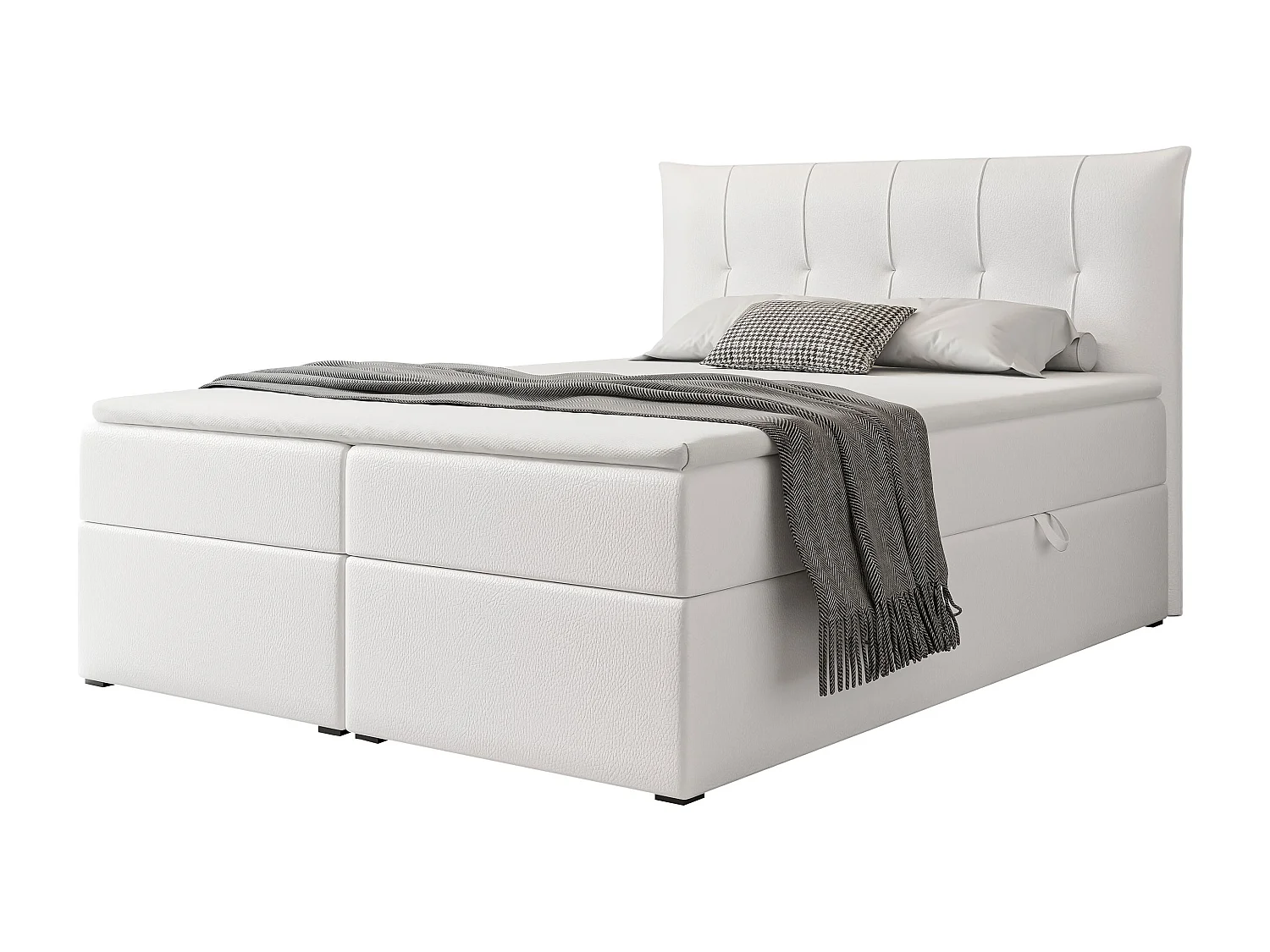 Lit continental rembourré avec surmatelas, blanc  - 200x200 - CHESTER