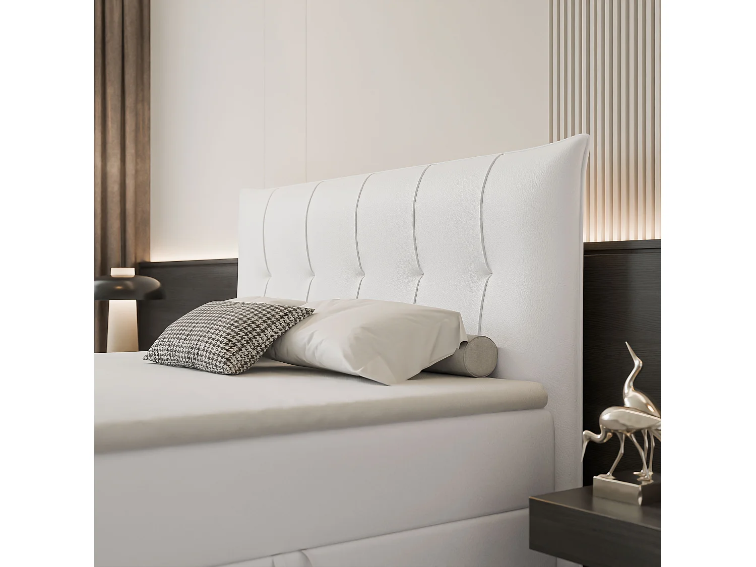 Lit continental rembourré avec surmatelas, blanc  - 200x200 - CHESTER