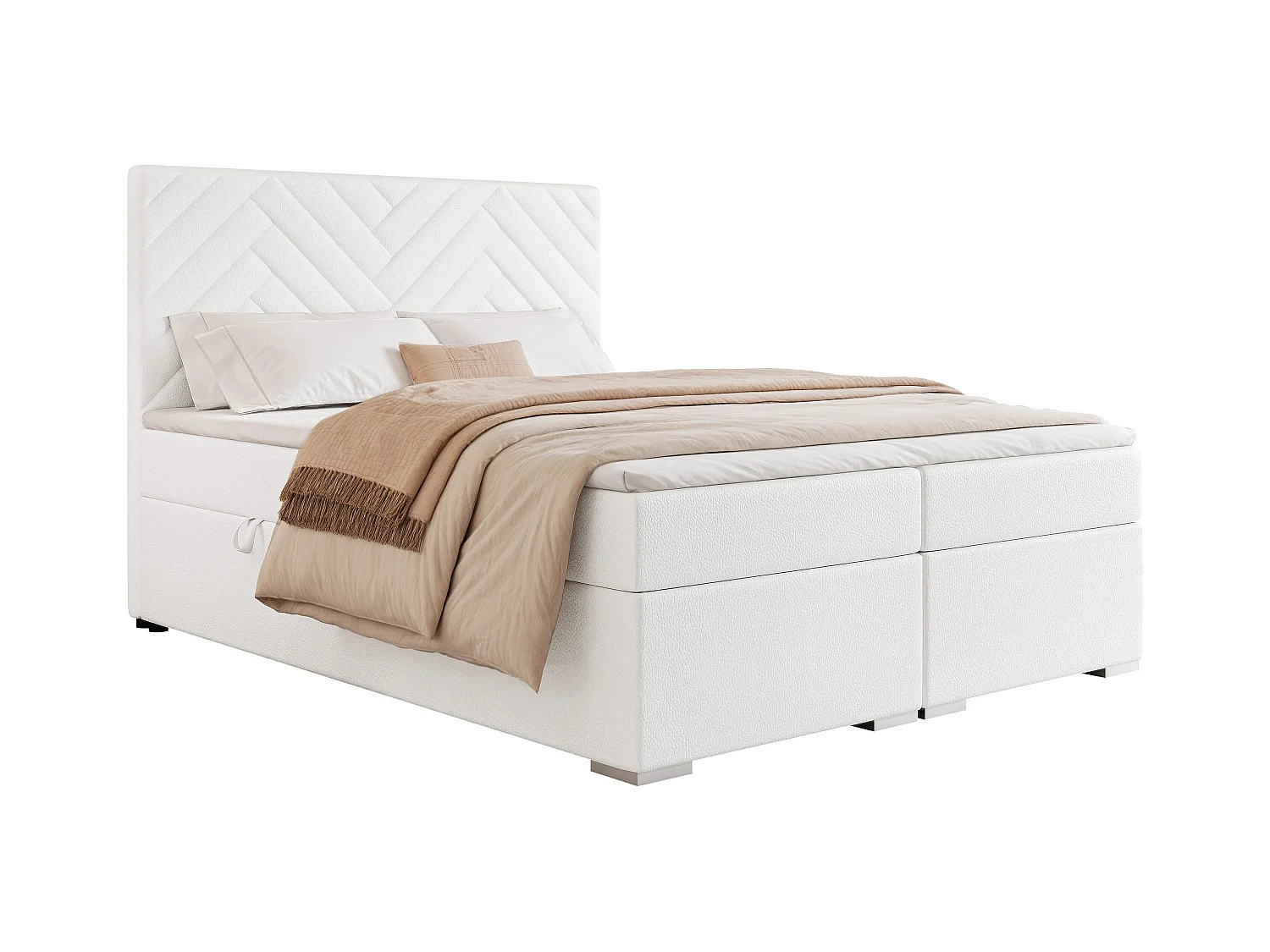 Lit continental rembourré avec surmatelas, blanc  - 120x200 - NEREA