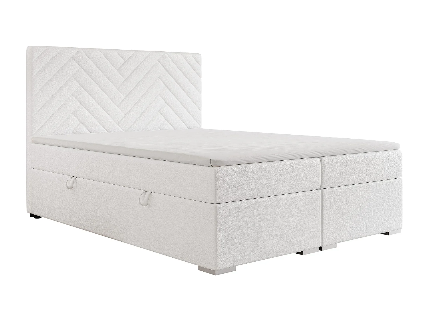 Lit continental rembourré avec surmatelas, blanc  - 120x200 - NEREA