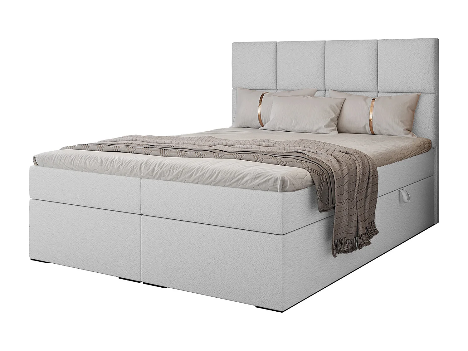 Lit continental rembourré avec surmatelas, blanc  - 200x200 - MAGNUS