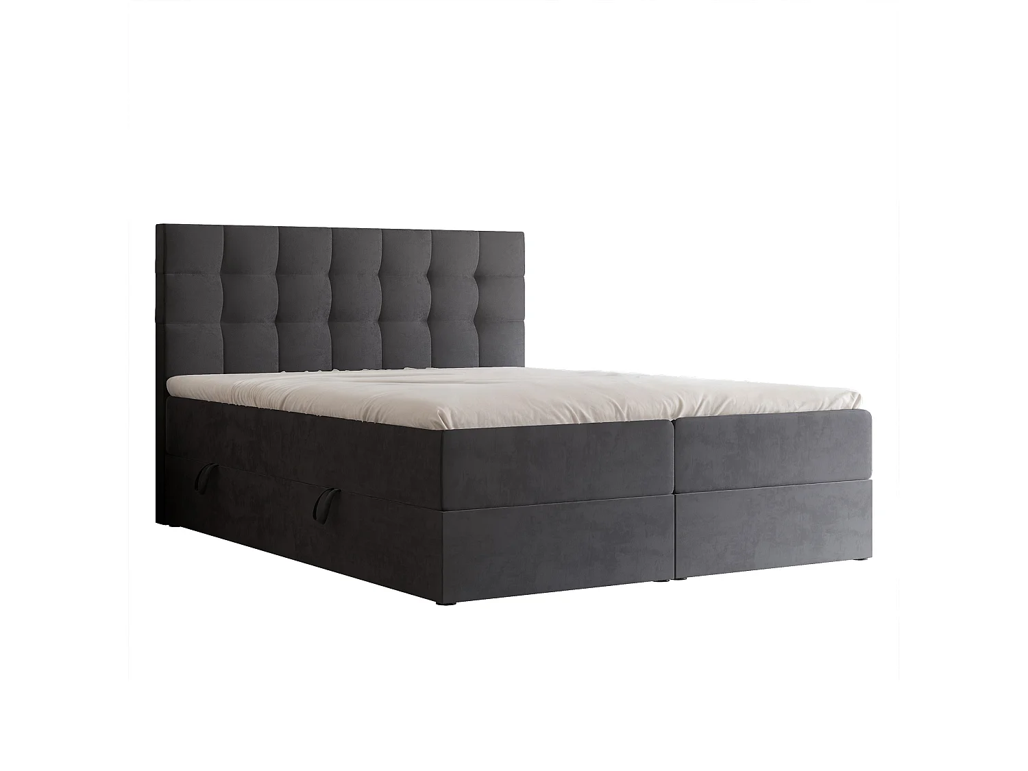 Lit continental rembourré avec surmatelas, gris anthracite - 140x200 - GRAND