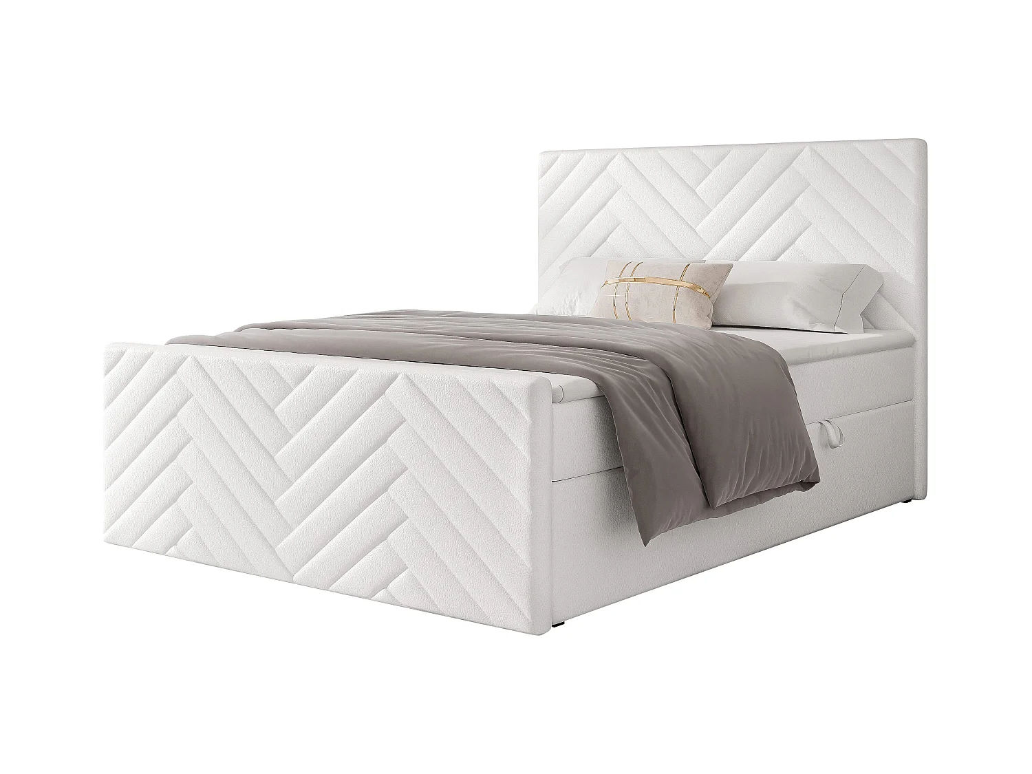 Lit continental rembourré avec surmatelas, blanc  - 160x200 - NEREA PLUS