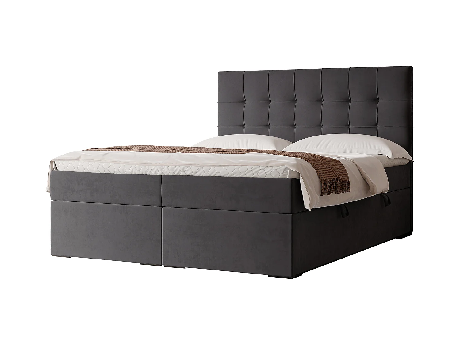 Lit continental rembourré avec surmatelas, gris anthracite - 200x200 - IMPERIAL