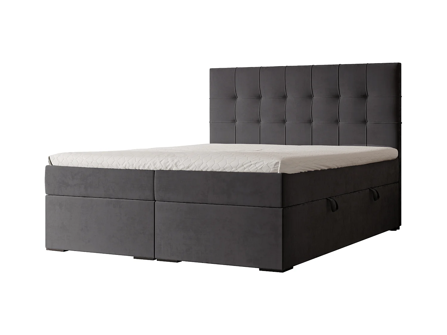 Lit continental rembourré avec surmatelas, gris anthracite - 200x200 - IMPERIAL