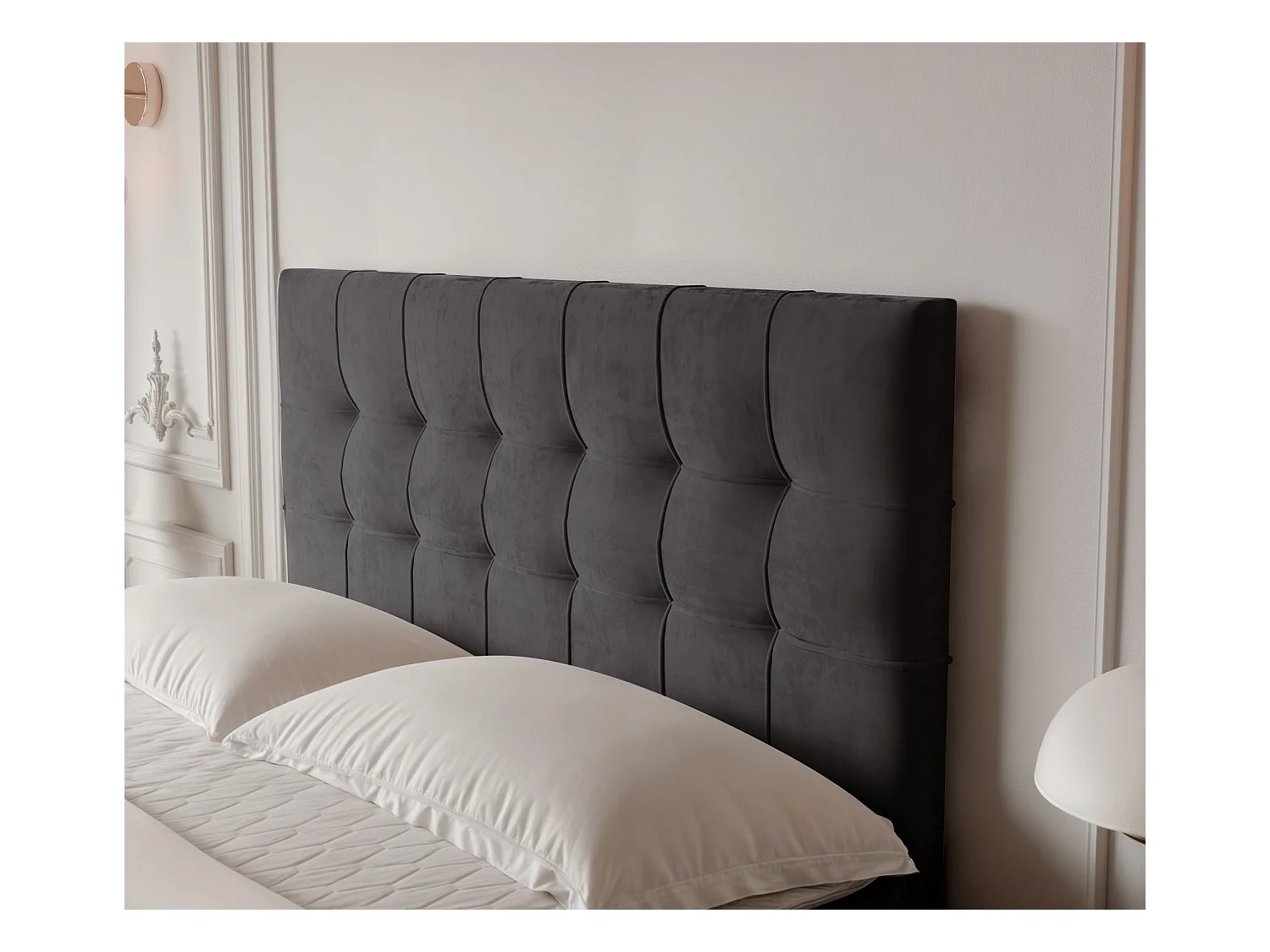 Lit continental rembourré avec surmatelas, gris anthracite - 200x200 - IMPERIAL