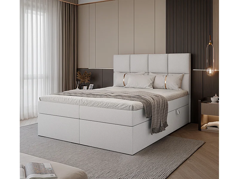 Lit continental rembourré avec surmatelas, blanc  - 120x200 - MAGNUS